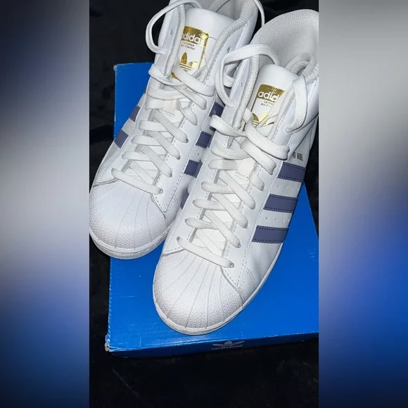 adidas | Shoes | Adidas Super Star High Top Size 65 Youth White Light  Purple | Poshmark